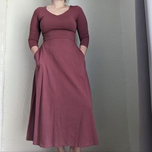 Pact Fit and Flare Midi Party Dress Small Pink